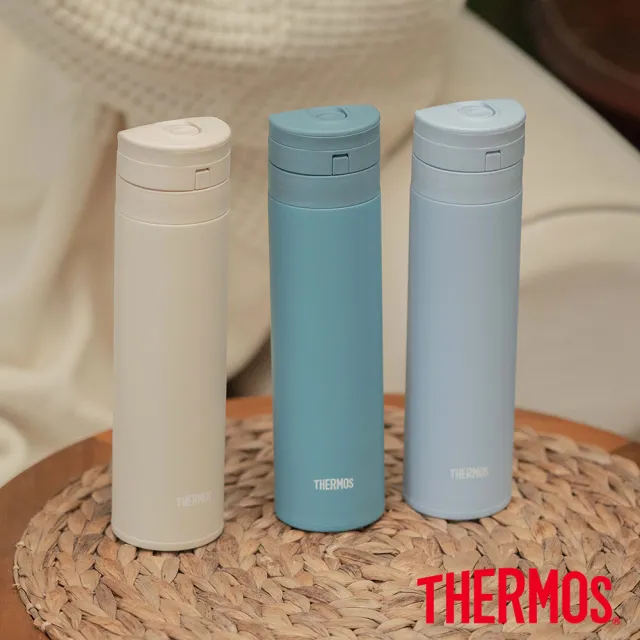 【THERMOS 膳魔師】momo獨家專售不鏽鋼超輕量自動上鎖真空保溫瓶保溫杯450ml(JNS-455)