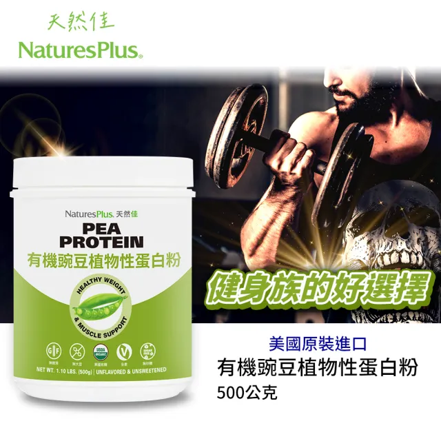 【NaturesPlus 天然佳】有機豌豆植物性蛋白粉 4入組 500G/瓶(喝了不再跑廁所的全素高蛋白)