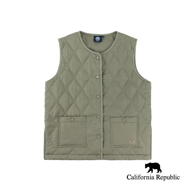【California Republic】軍綠圓領鋪棉背心(女版)