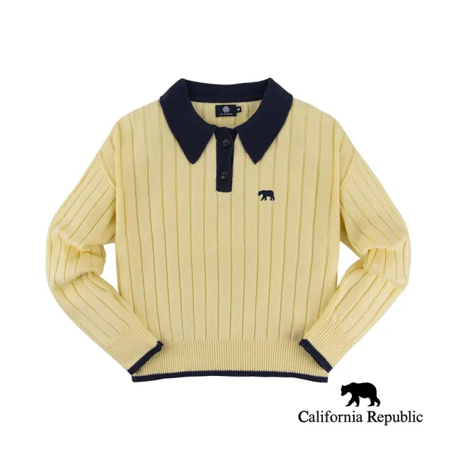 【California Republic】米黃POLO落肩針織衫(女版)