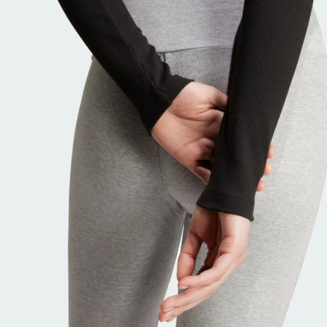 【adidas 愛迪達】愛迪達 Ess Crop Ls 女 長袖上衣 休閒長袖 黑 白 亞版(IW5725)