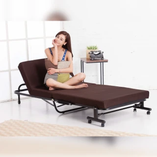 【Simple Life】14段高反發支撐收納折疊床(行軍床 午休床 躺床 躺椅 收納床快速收納 附輪可移動)