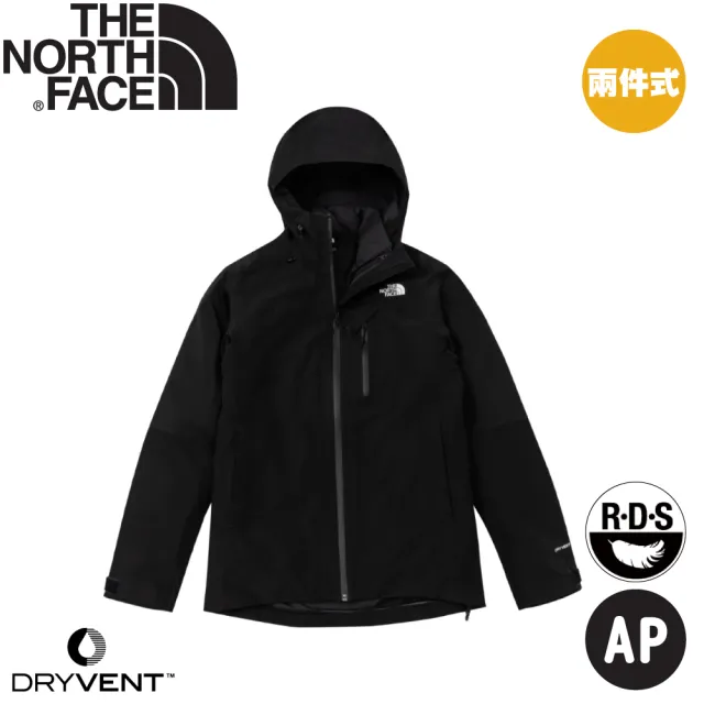 【The North Face】女 DV防水兩件式羽絨外套AP《黑》89Y7/登山/防風外套/防水外套