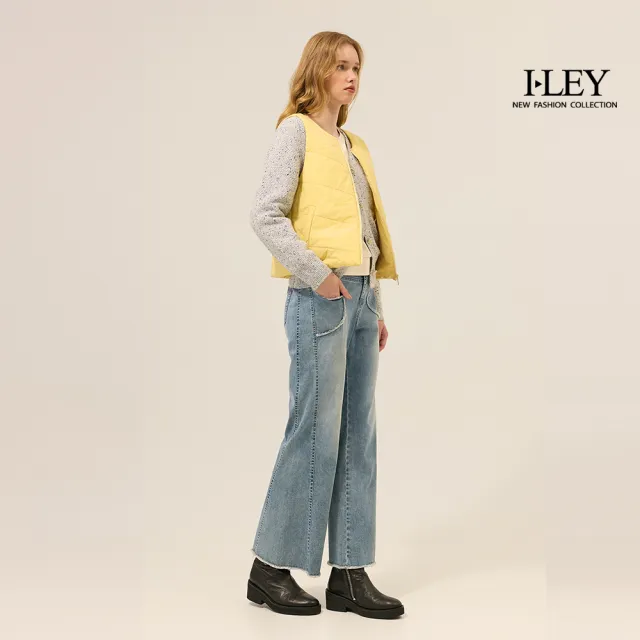 【ILEY 伊蕾】真兩件鋪棉背心連帽防風外套(黃；M-XL；1254314236)