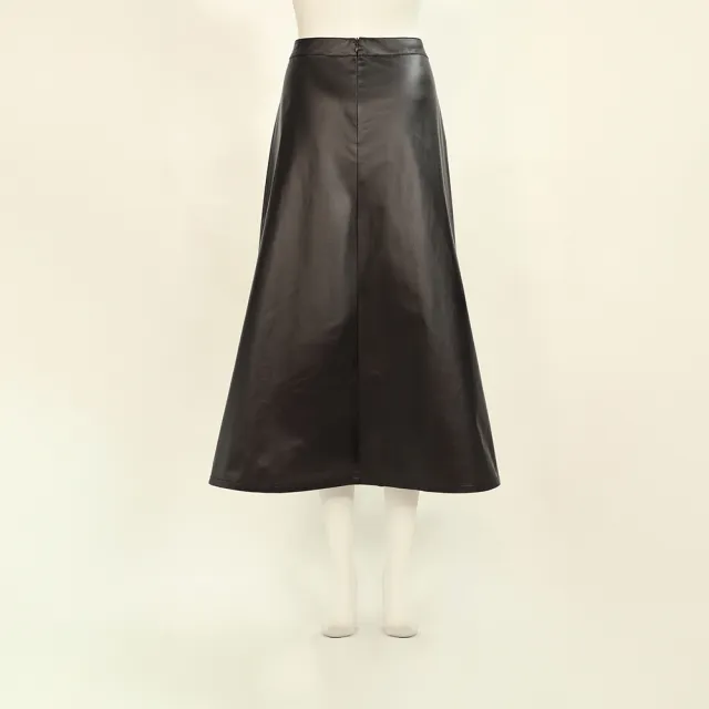 【ILEY 伊蕾】都會亮面活片A字中長裙(深咖；M-XL；1254072236)
