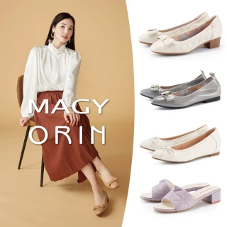 【MAGY】990-1蝴蝶結/低跟/平底/娃娃鞋/涼跟鞋(多款任選)
