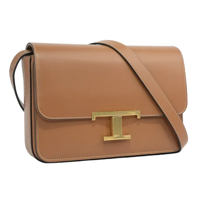 【TOD’S】T Timeless 光滑小牛皮翻蓋二用包_展示品(棕色)