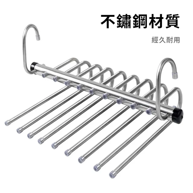 【SUNORO】5層不鏽鋼折疊褲架 家用多功能防滑無痕褲架 褲子收納掛架 曬衣架(衣物收納/晾衣架/毛巾掛架)
