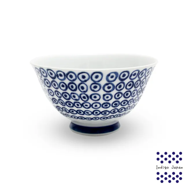 【西海】日本輕量瓷波佐見燒五入飯碗組-藍丸紋(11.5x6.5cm/325ml)