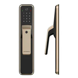 【Dormakaba】AS850一鍵推拉式 密碼/指紋/卡片/鑰匙 四合一智能電子鎖/門鎖 金色(附基本安裝)
