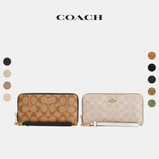 【COACH】蔻馳官方直營 ACCORDION 豐盈絎縫拉鍊皮夾 信封型皮夾 長夾-多款任選(CX160/CU158/C4451/CW778)