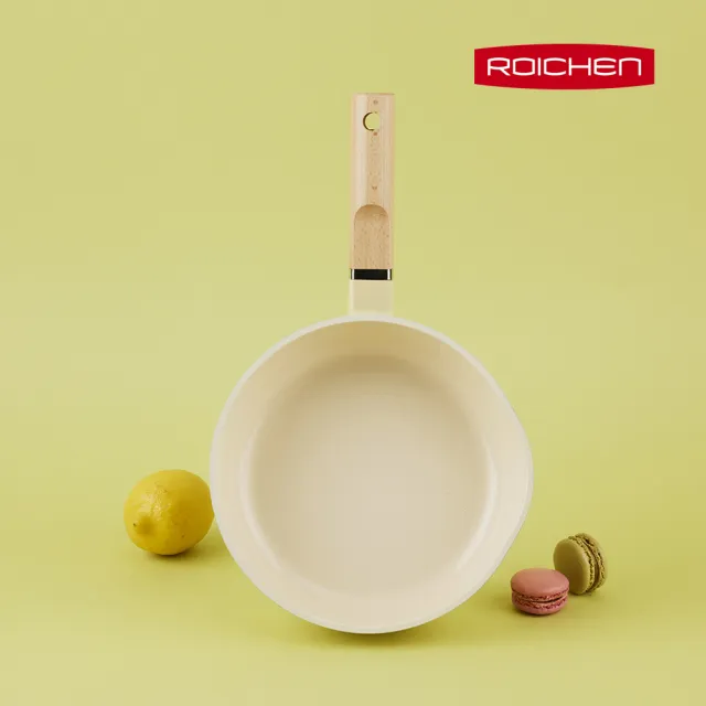 【Roichen】韓國抗菌陶瓷木柄不沾深炒鍋 20cm(IH爐/全火源適用陶瓷塗層不沾鍋)
