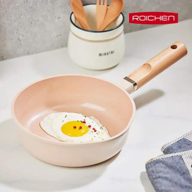 【Roichen】韓國抗菌陶瓷不沾深炒鍋 20cm(IH爐/全火源適用陶瓷塗層不沾鍋)