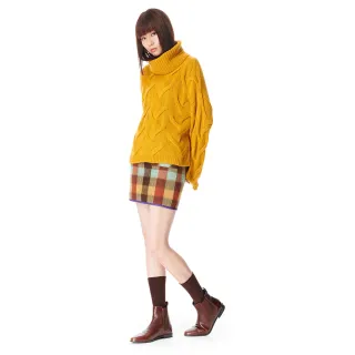 【KeyWear 奇威名品】撞色格子短裙