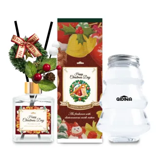 【QIDINA】聖誕花圈氣派硅藻土擴香瓶+補充瓶500ml(聖誕禮物 交換禮物 送禮物 生日禮物 聖誕節)