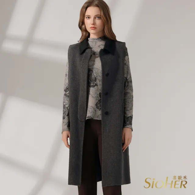 【SiOHER 熹歐禾】現貨 頂奢珍稀羊毛雙面呢大衣(女裝/女外套/氣質/百搭/日系/通勤)