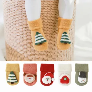【Kori Deer 可莉鹿】毛圈加厚聖誕立體裝飾防滑嬰兒襪(保暖寶寶襪兒童襪嬰兒襪卡通童襪新年襪子)