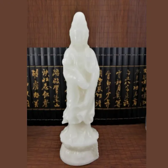 【八方開運】白玉水琉璃觀音 如意款(觀世音菩薩佛像擺件結緣工藝品)