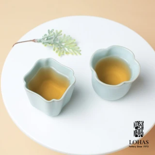 【LohasPottery 陸寶】汝窯禪悟對杯-汝窯天青色(45ml 茶杯 花杯 方杯 品茗杯)