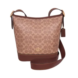【COACH】大C PVC肩背/斜背水桶包(大型/咖啡棕色)
