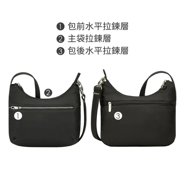 【Travelon】美國 Tailored 3層防盜圓弧斜背包 黑 / 側背包 斜背包 防搶包 防盜包 送禮 男 女
