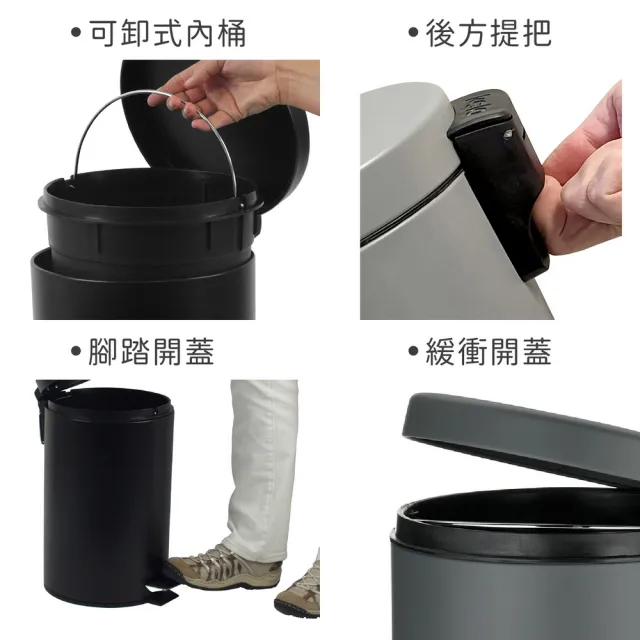 【KELA】德國 簡約腳踏式垃圾桶 丹寧灰3L / 回收桶 廚餘桶 踩踏桶 緩降靜音