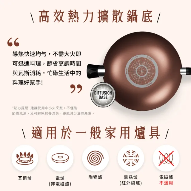 【Tefal 特福】Espresso醇火系列34CM不沾鍋炒鍋(加蓋)