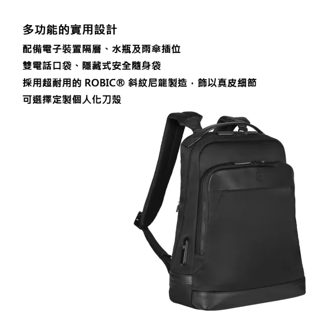 【VICTORINOX 瑞士維氏】AlexNero系列 15.6吋電腦後背包 黑/海軍藍(611804/653669)