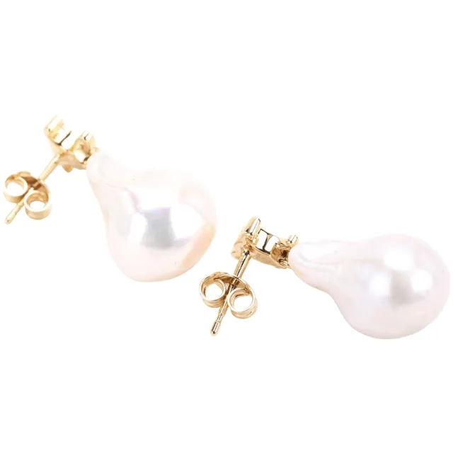 【CELINE】賽琳 Les Perles 凱旋門標誌巴洛克風珍珠穿針式耳環 附皮革收納套-金色(耳環 飾品)