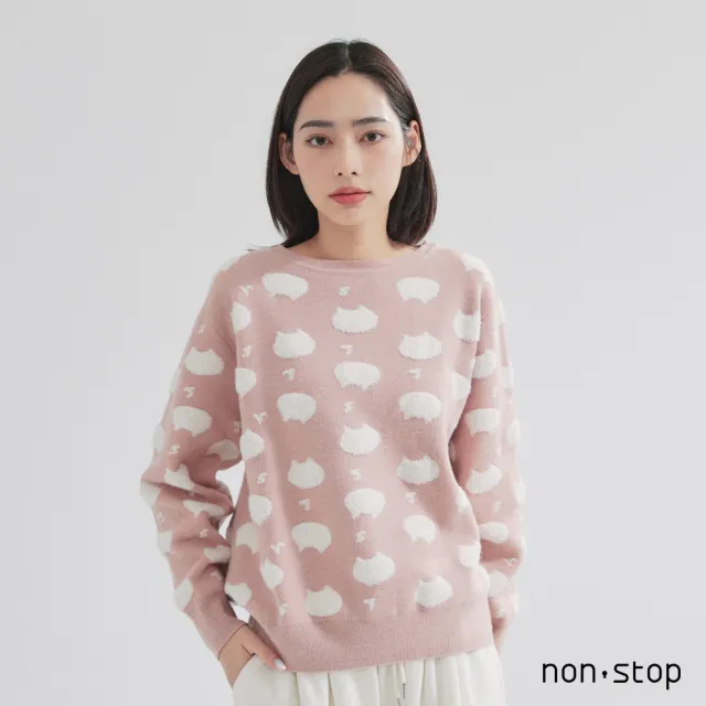 【non-stop】雲朵貓咪緹花針織衫-2色