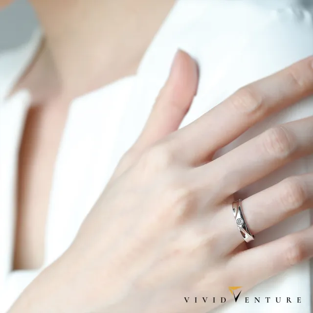 【Vividventure 亞帝芬奇】925純銀 5分 天然鑽石 真鑽 情侶 對戒 男戒 女戒 妳。我
