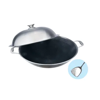 【PERFECT 理想】鈦晶316不銹鋼蜂巢式不沾炒鍋40cm附蓋附鏟  台灣製造(不挑爐具 蜂窩式 不沾鍋)