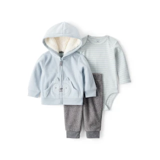 【Carter’s】小浣熊奇遇 嬰兒3件組套裝〔包屁衣/外套/褲〕(原廠公司貨 童裝 嬰兒 包屁衣/外套/褲)
