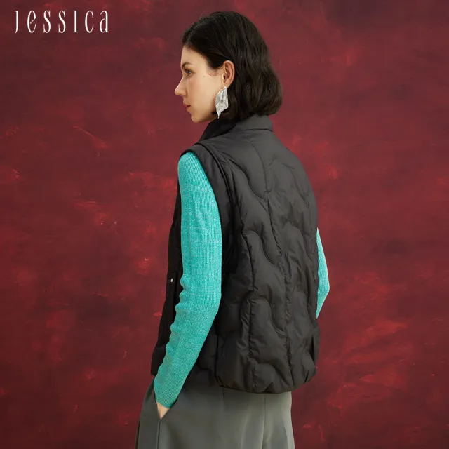 【JESSICA】經典修身百搭立領羽絨背心外套J54904（黑）