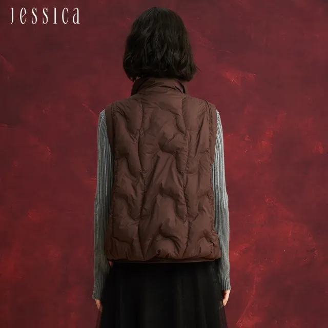 【JESSICA】經典修身百搭立領羽絨背心外套J54904（棕）