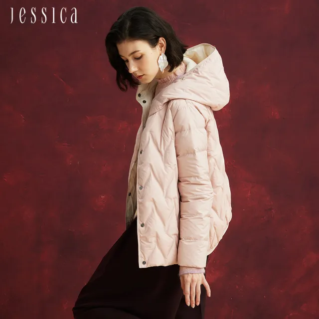 【JESSICA】保暖輕盈菱形格連帽羽絨外套J54C12（多色）
