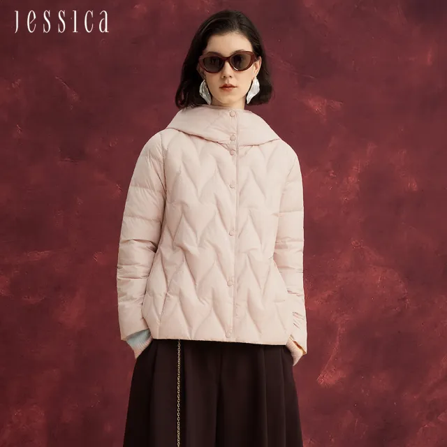 【JESSICA】保暖輕盈菱形格連帽羽絨外套J54C12（多色）