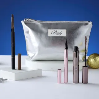 【1028】聖誕限定美妝袋極限防水眼妝組(眼線液+防水睫毛膏+眉筆)