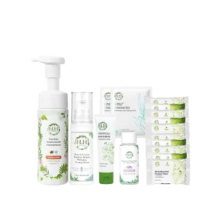 【HH 草本新淨界】momo獨家冬季限量美妝袋(私密慕斯170ml+零毛霜50g+美白凝露30ml+濕式衛生紙x10+手洗精30m