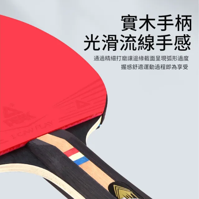 【PEAK】雙拍乒乓球拍訓練套裝 兵乓球初學者訓練球拍 橫拍/直拍 乒乓球套組 附收納包+5個乒乓球