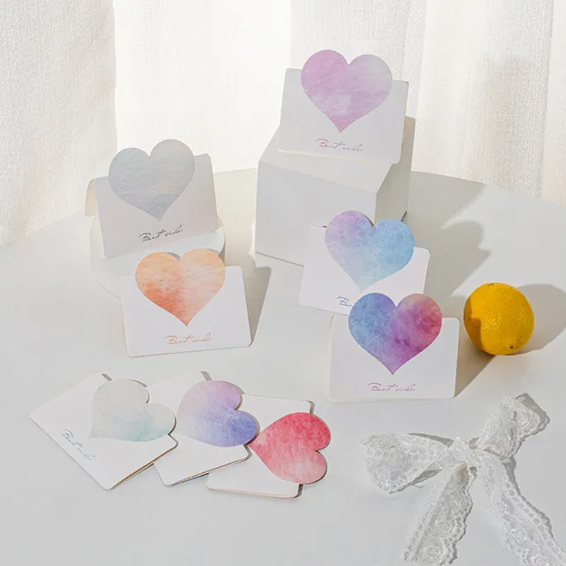 【Paper Play】萬用卡片-繽紛粉彩愛心造型卡片 祝福卡 生日卡 祝賀卡 留言小卡(8款任選)
