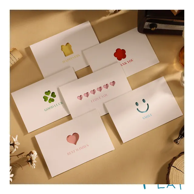 【Paper Play】萬用卡片-繽紛彩色縷空造型卡片 祝福卡 生日卡 祝賀卡 留言小卡(6款任選)