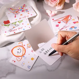【Paper Play】萬用卡片-繽紛彩色簡筆畫童趣塗鴉卡片 祝福卡 感恩卡 生日卡 留言小卡(6款任選)