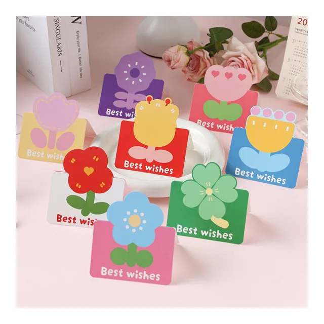【Paper Play】萬用卡片-趣味可愛彩色小花圖樣卡片 祝福卡 感恩卡 留言卡(8款任選)