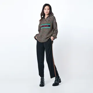 【KeyWear 奇威名品】休閒金蔥織帶長褲