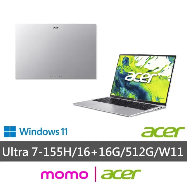 【Acer 宏碁】Office2024★16吋AI效能輕薄筆電(Aspire Lite/AL16-71P-73ZD/Ultra 7-155H/32G/512G/W11)