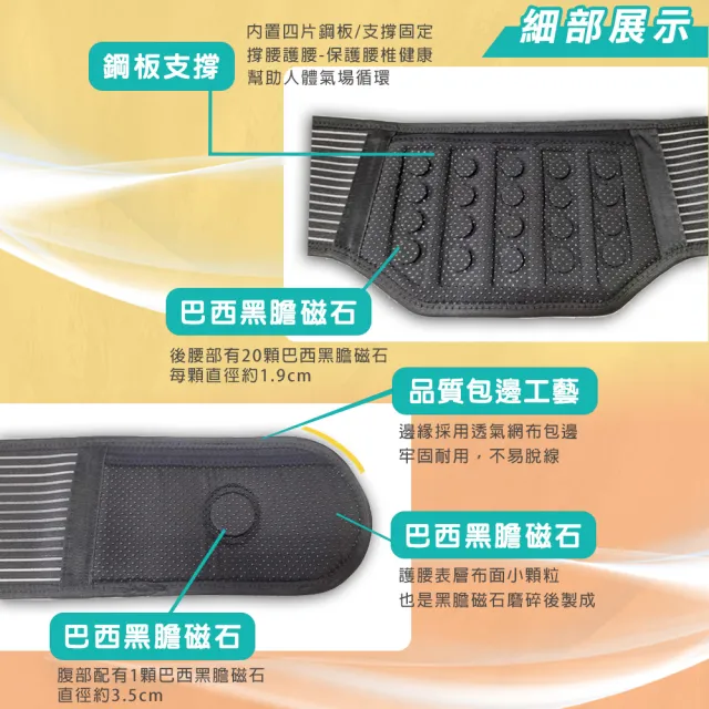 【XA】頂級款石墨烯黑膽磁石鋼板支撐護腰帶