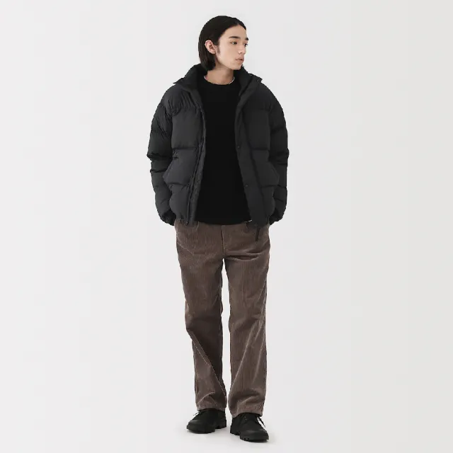 【MUJI 無印良品】男輕量羽絨可攜式外套(黑色/煙燻藍)