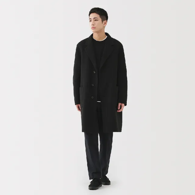 【MUJI 無印良品】男羊毛混雙面織西裝式大衣(深灰/黑色/摩卡棕)