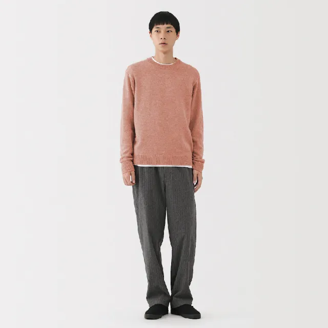 【MUJI 無印良品】男羊毛可水洗中密織圓領針織衫(灰色/墨灰/黑色/粉米/粉紅/卡其綠/煙燻藍/暗藍)